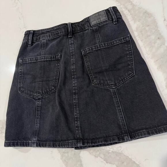 American Eagle High Rise A-Line Button Down Black Denim Skirt Women's 00 Preppy - Picture 5 of 7